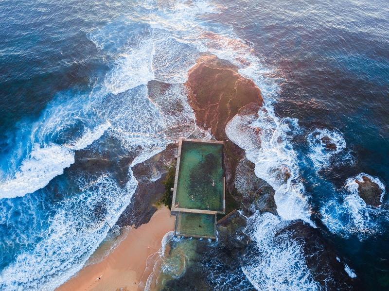 Mona Vale Rock Pool, aerial view - Sydney Car Hire